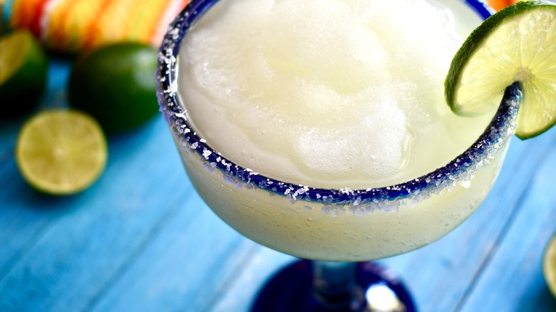 Frozen margarita with salted rim