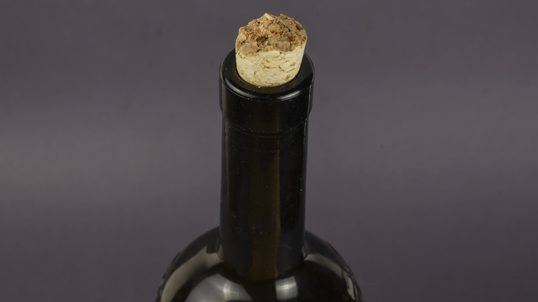 Wine bottle broken cork