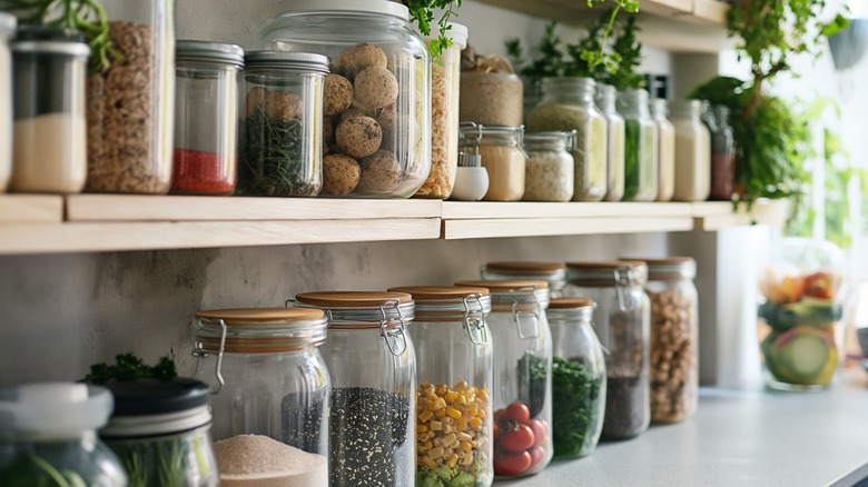 Jars on a shelf