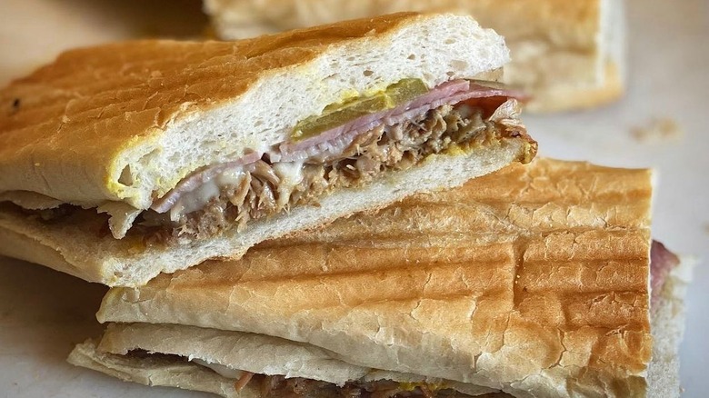 A pressed Cubano sandwich