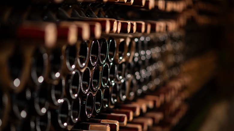 Wine bottles in cellar