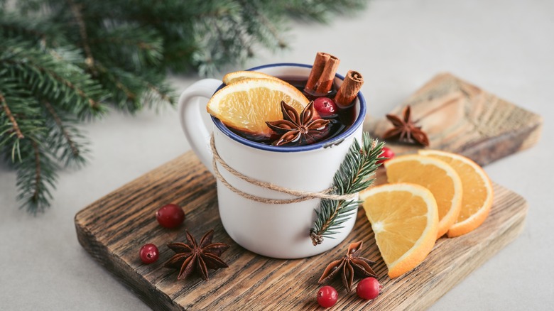 Festive mug of mulled wine