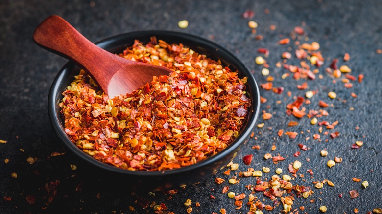 Pepper flakes in a bowl
