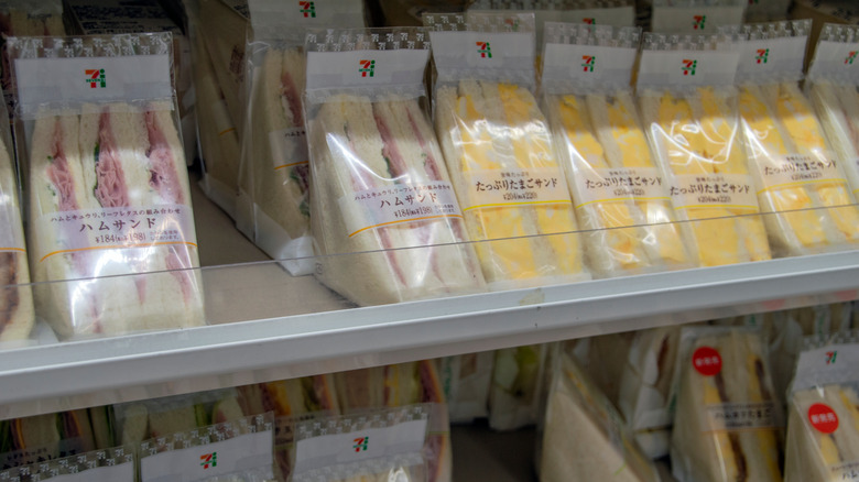 Sandwiches on shelf in 7-ELEVEN Japan