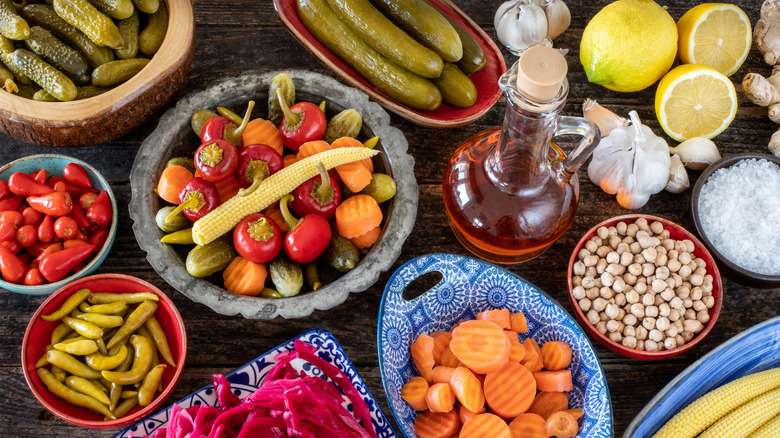 table of turkish pickled foods