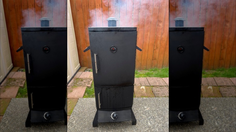 Vertical meat smoker grill