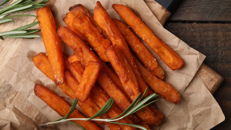 Sweet potato fries and rosemary