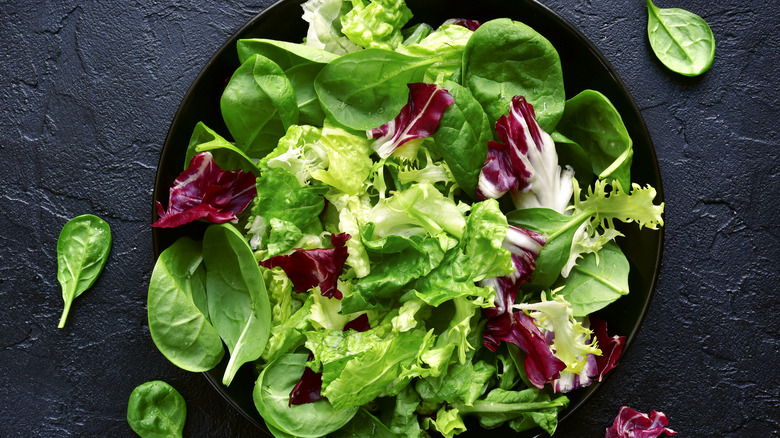 Spring mix in salad bowl