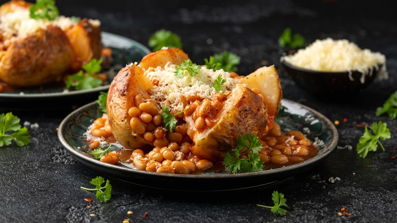 Jacket potato baked beans and cheese