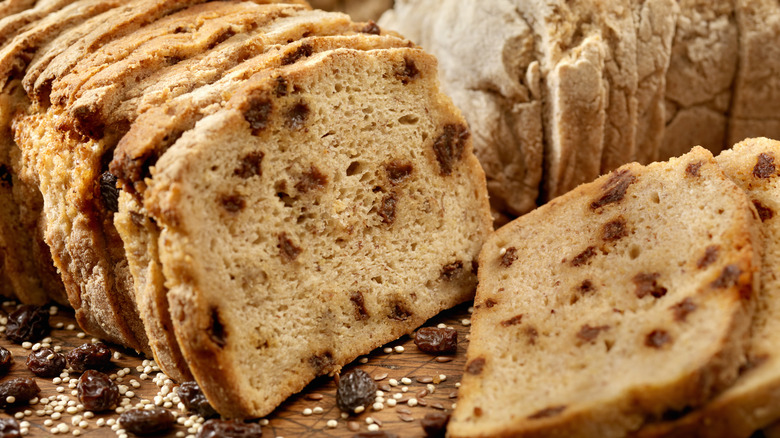 Sliced raisin bread