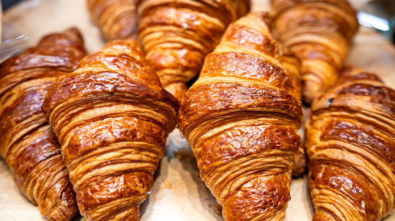 full frame of several croissants