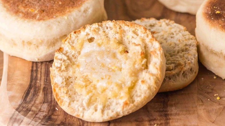 close up of toasted English muffin