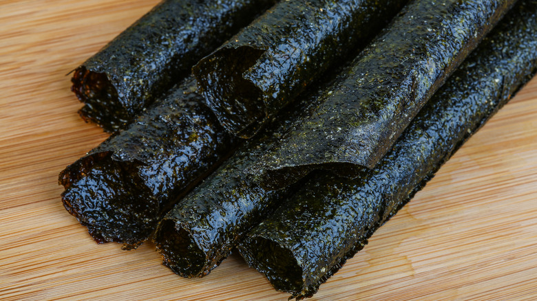 rolled up sheets of nori