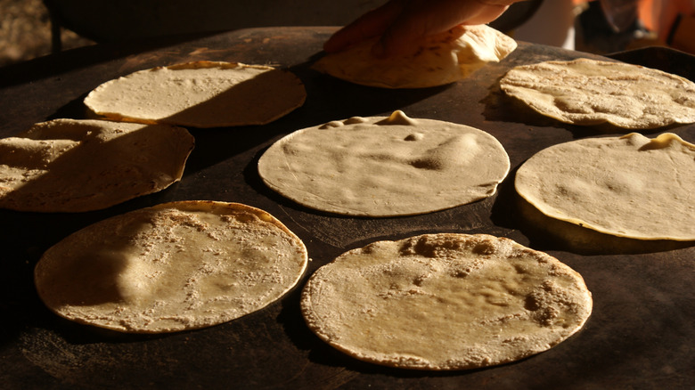 lightly toasting tortillas