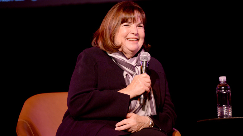 Ina Garten holding a microphone at The New Yorker Festival