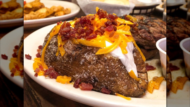 A loaded baked potato from Texas Roadhouse