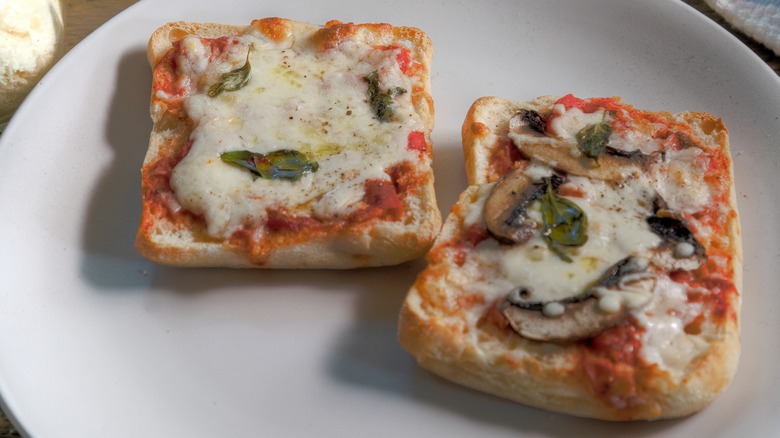 Ciabatta pizza with mushrooms