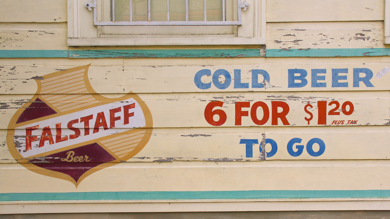 Sign painted of Falstaff beer.