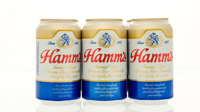 Cans of Hamm's beer.