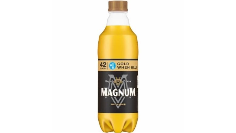 A bottle of Magnum Malt Liquor Beer