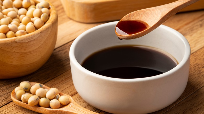 Soybeans and soy sauce bowl