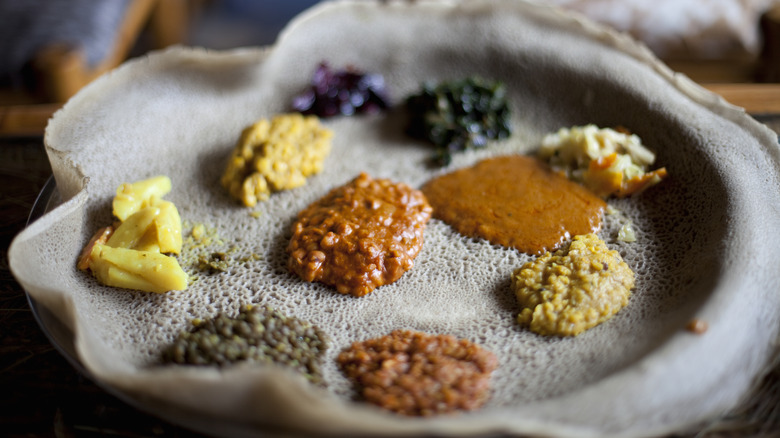 Injera bread with stews