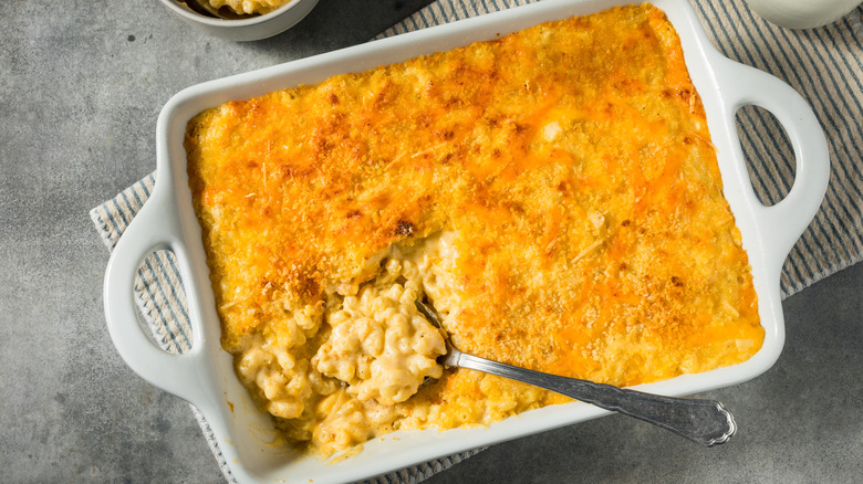 macaroni and cheese in casserole dish