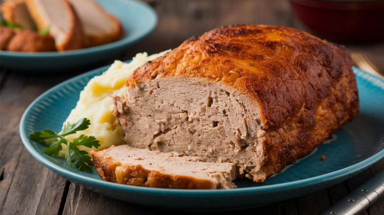 a turkey meatloaf with golden brown crust