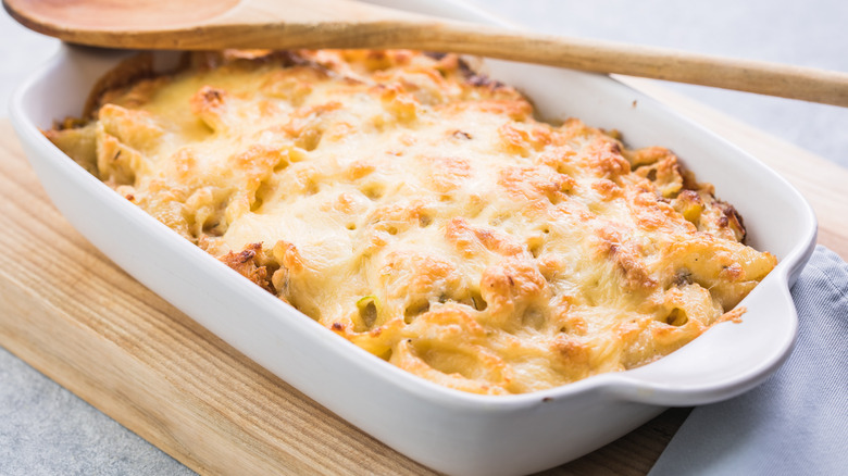 Chicken casserole in baking dish