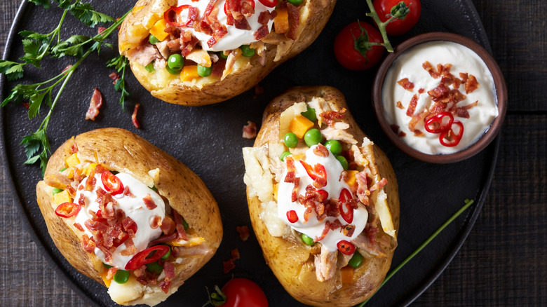 Chicken loaded baked potatoes