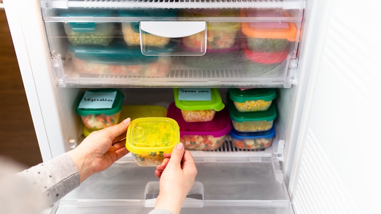 Organized freezer shelves