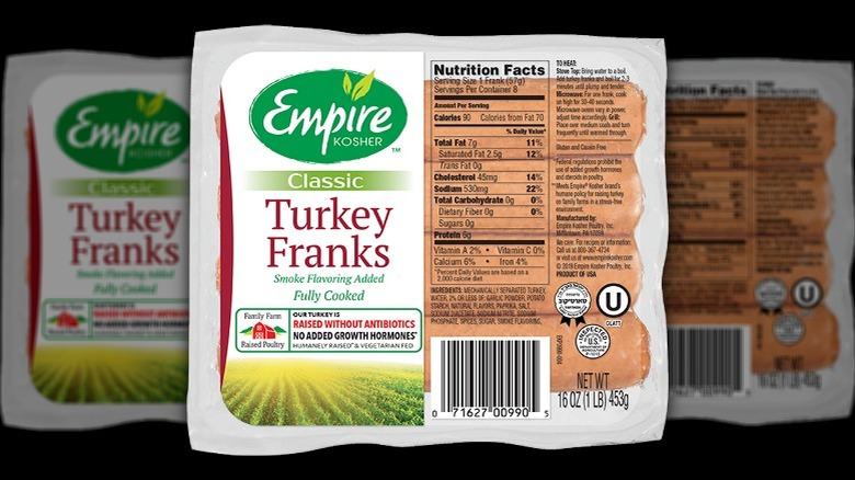 Empire turkey franks package kosher