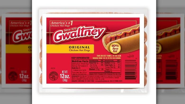 Gwaltney chicken hot dogs package