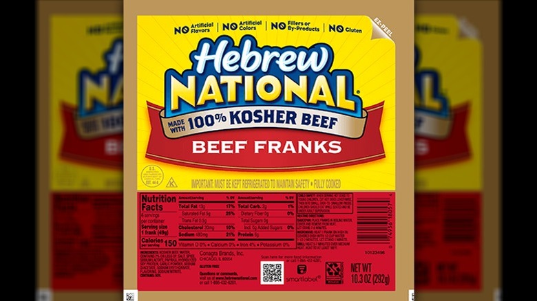 Hebrew National beef franks kosher package