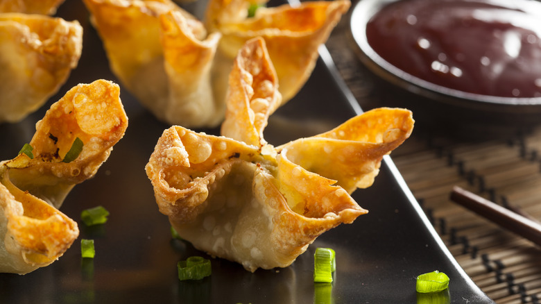 Crab rangoon on a plate