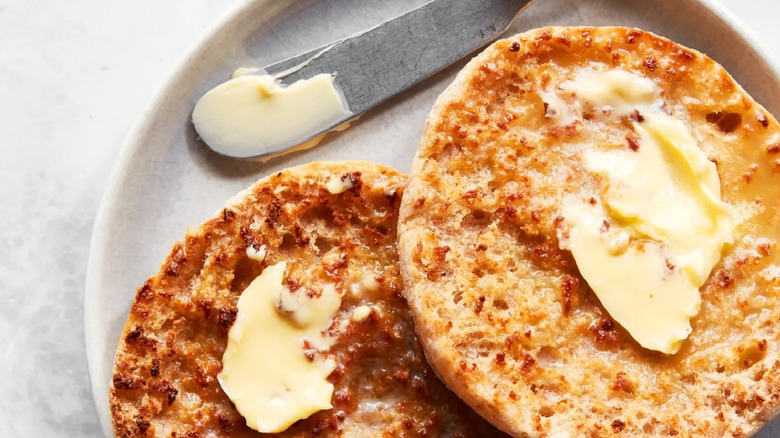 English muffins with butter