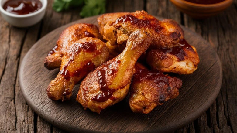 A plate of barbecue chicken