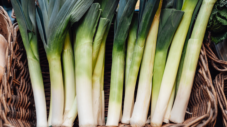 Leeks in a basket