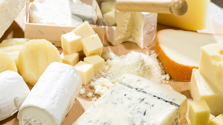 A variety of different cheeses