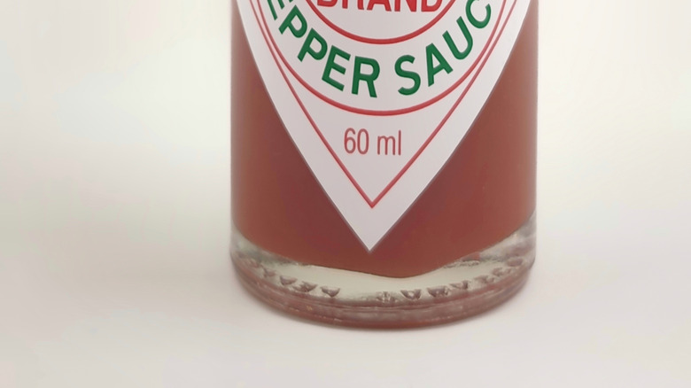 Close-up of Tabasco sauce bottle