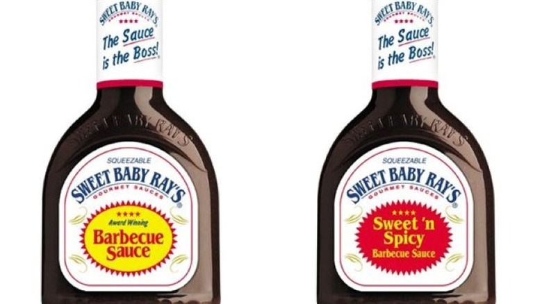 Bottles of Sweet Baby Ray's Barbecue and Sweet 'n Spicy sauces