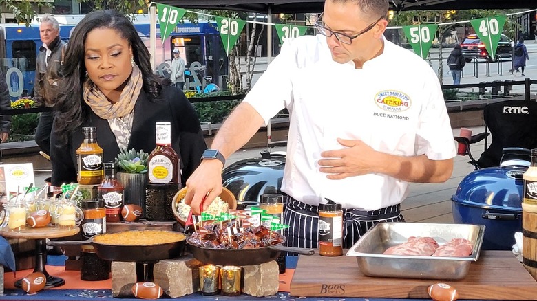 Chef doing Sweet baby Ray's cooking demo