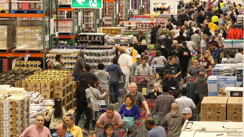 crowded Costco store