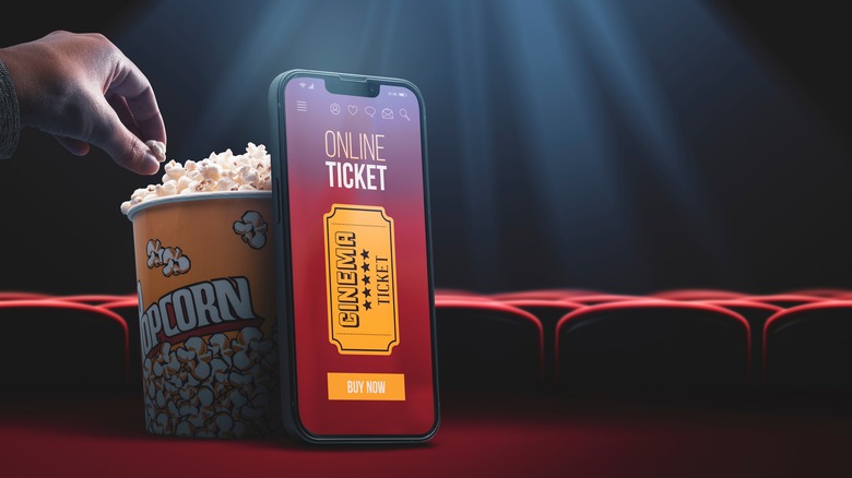 online movie ticket and popcorn