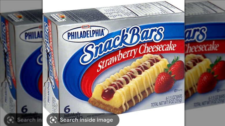 A box of Strawberry Cheesecake Philadelphia Snack Bars