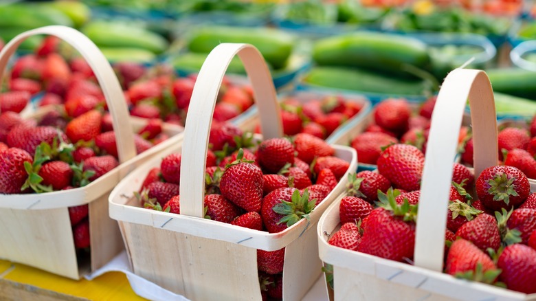 strawberries in baskets 