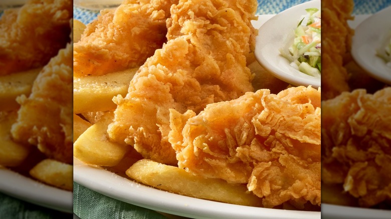 Fried fish with fries