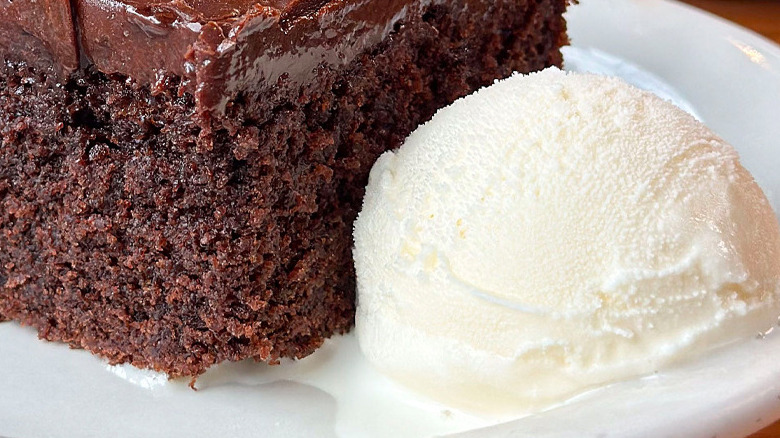 Chocolate cake with ice cream