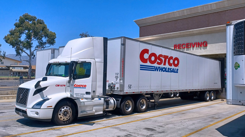 A Costco truck at the loading dock at the store