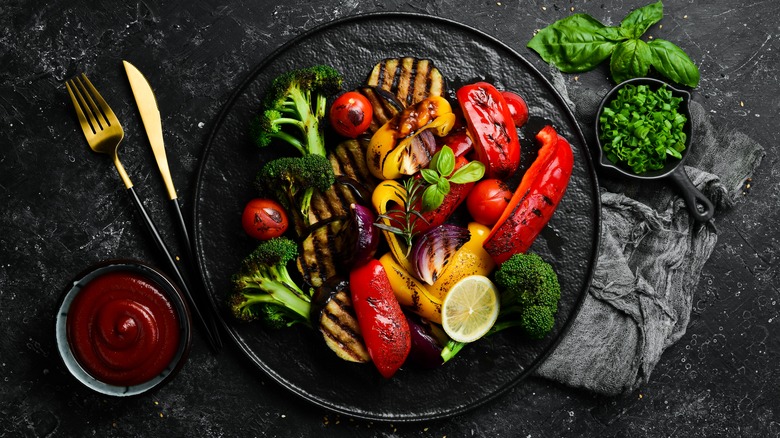 grilled vegetables with grill marks